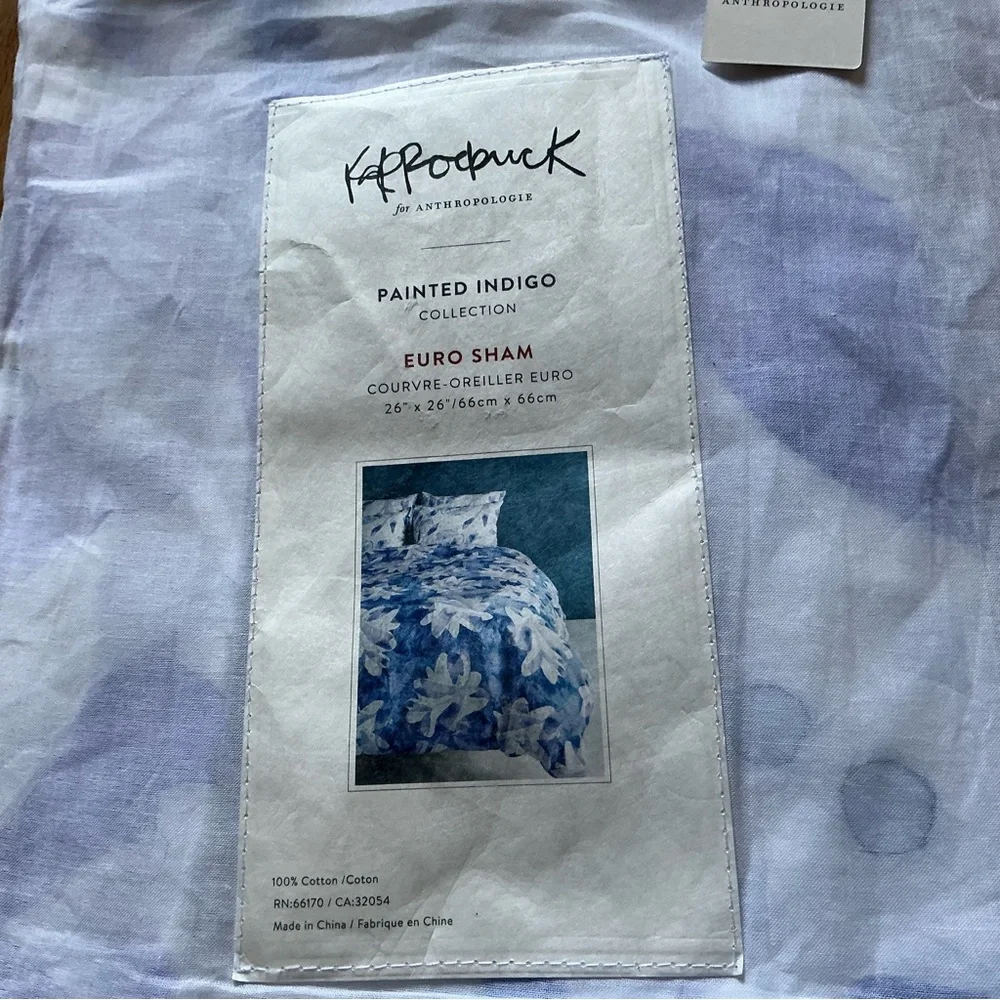 Kate Roebuck for Anthropologie painted indigo euro shams set of 2